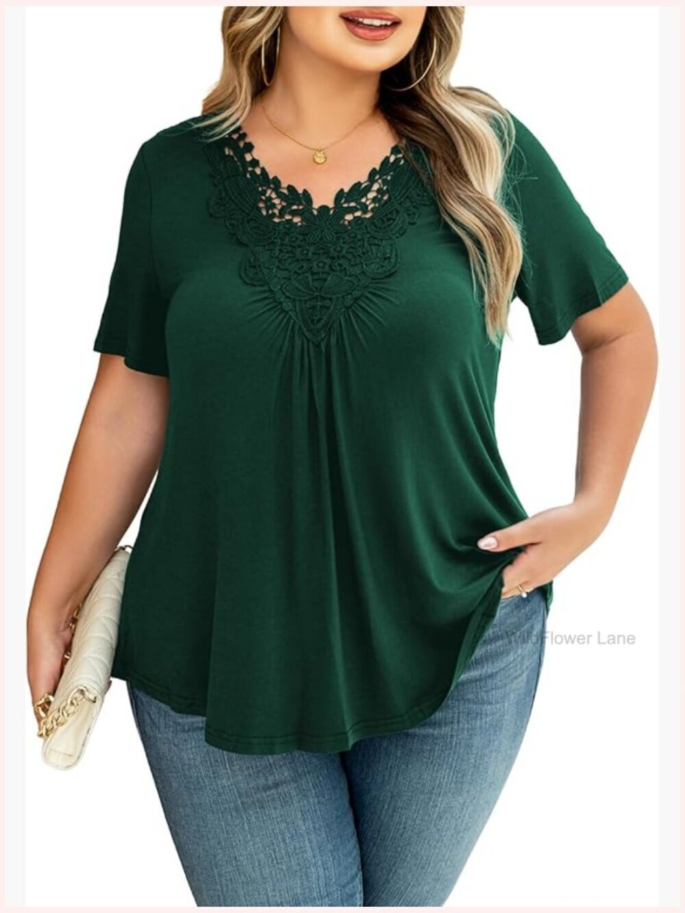 Plus Size Short Sleeve Lace Crochet Tunic Tunic Tops